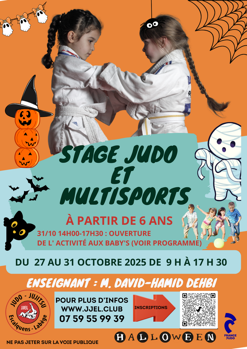 STAGE DE JUDO / multi-activités, Vacance de Toussaint du 27 au 31 Octobre 2025