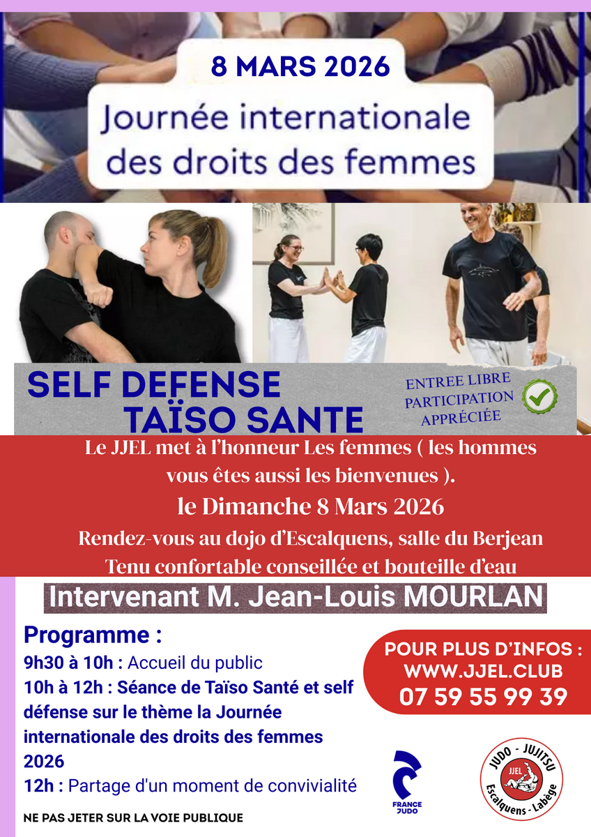Activité Taïso Santé et self défense sur le thème la Journée internationale des droits des femmes 2026 JJEL