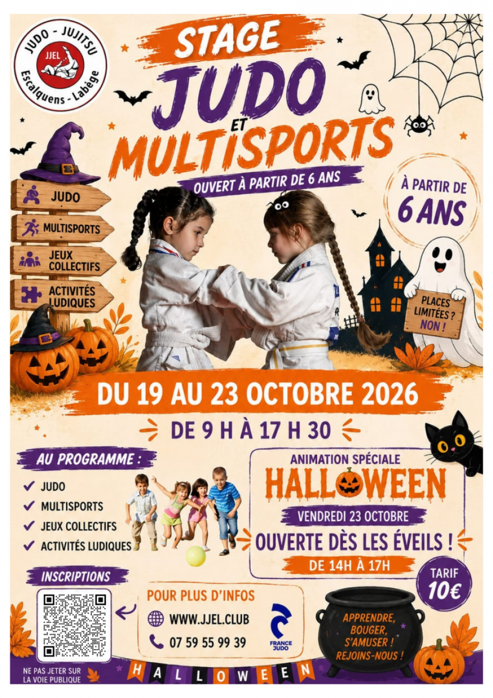 STAGE DE JUDO / multi-activités, Vacance de Toussaint du 19 au 23 octobre 2026